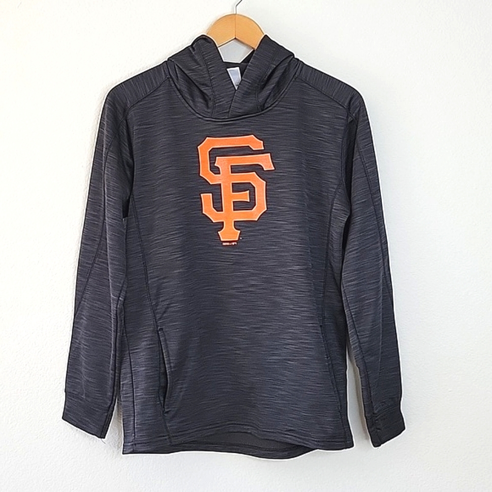 MAJESTIC SF Giants Black Gray Long Sleeve Hoodes Sweatshirt size XL (Womens?)